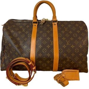 Louis Vuitton Brown Travel Bag with Tan Accents